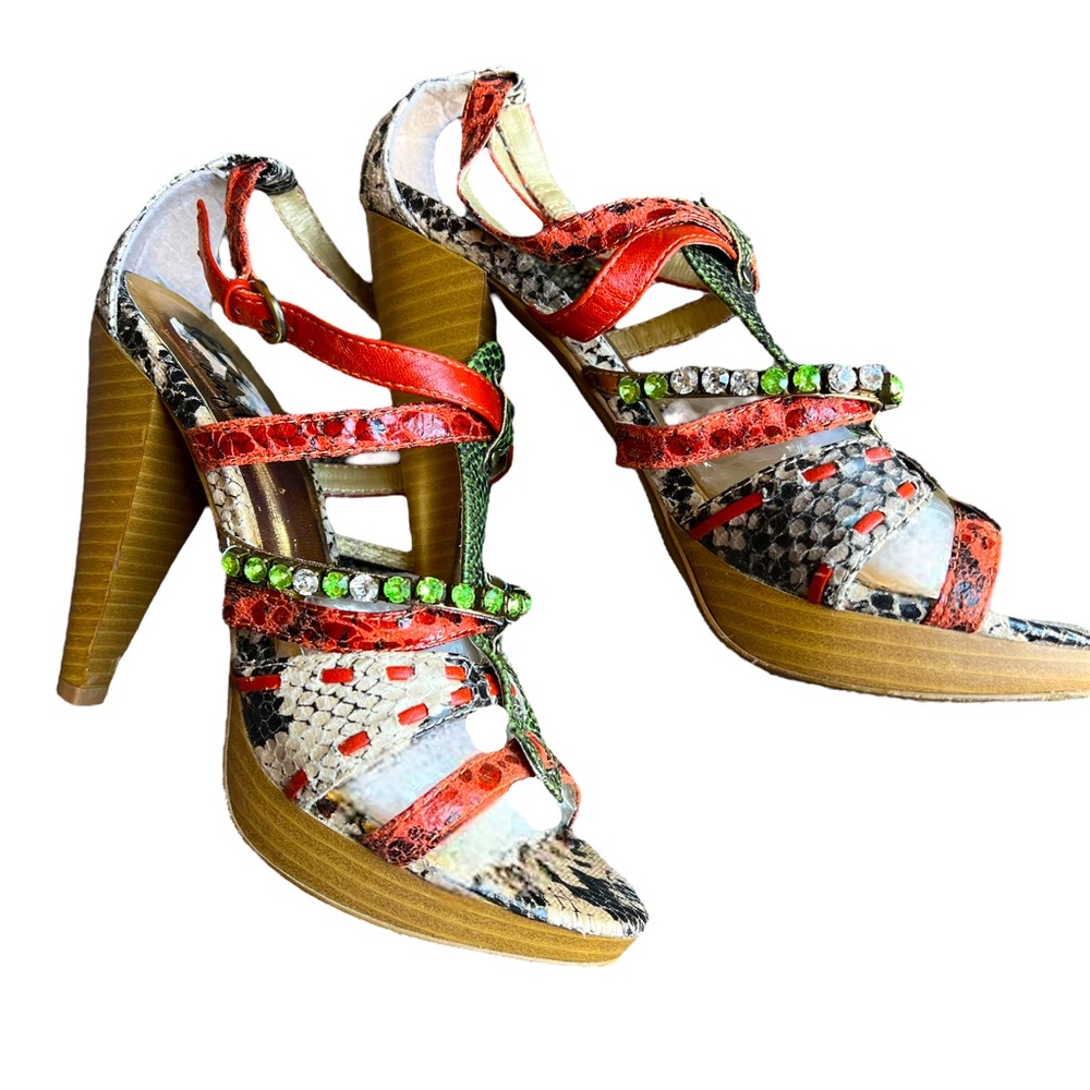 Daytrip Boho Strappy Rhinestone Heels